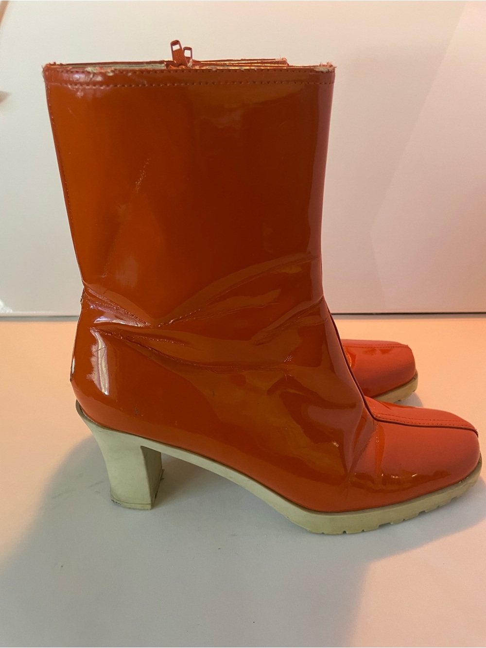 Banana Republic Orange Patent Mid-Calf Heeled Boots
